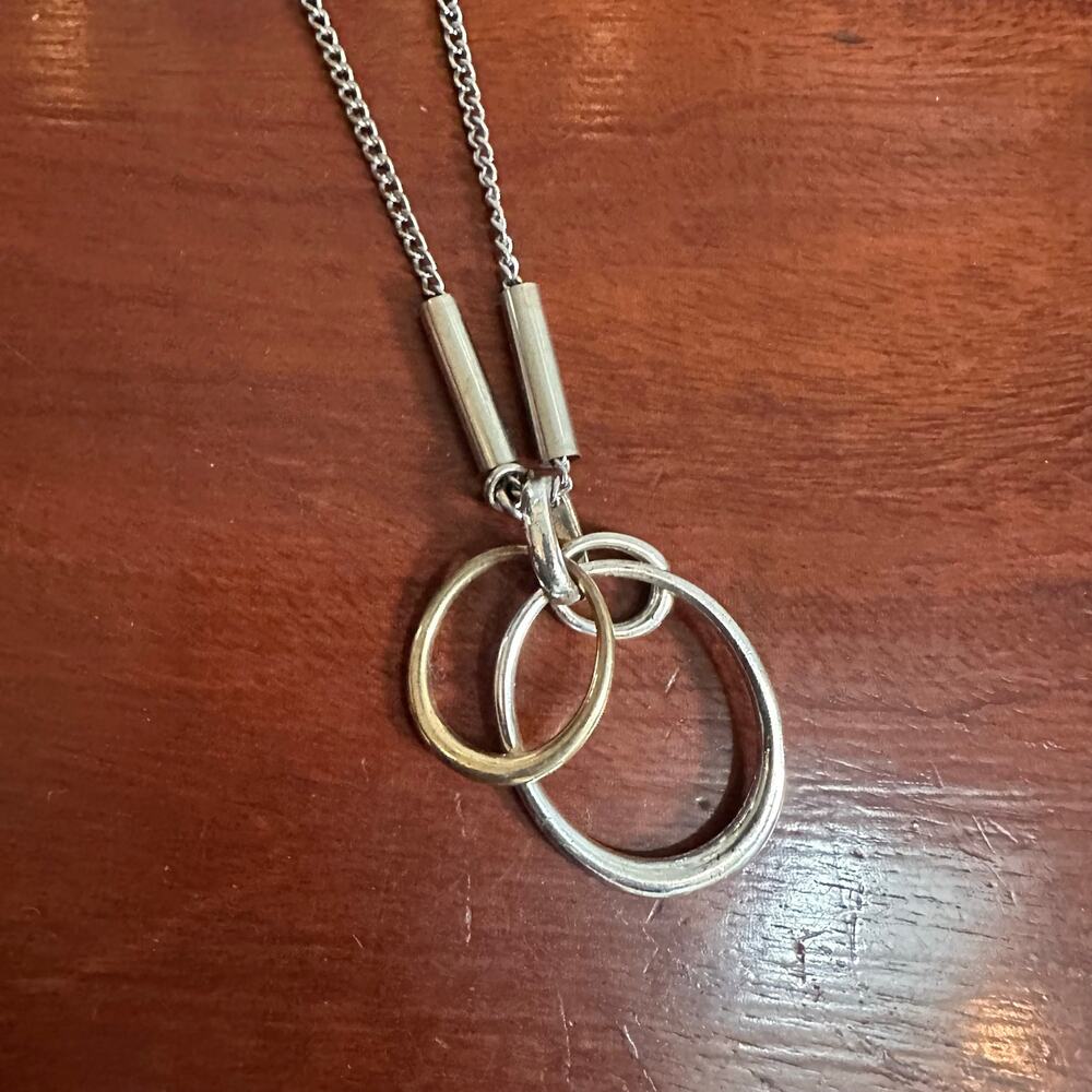 RMN Necklace Casual Jewelry Minimalist Retro Geometric Round Pendant Silver tone